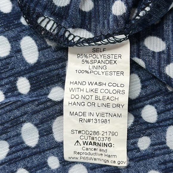 Naif Blue and White Polka Dot Spaghetti Strap Elastic Waist Maxi Dress Size S - Picture 9 of 12